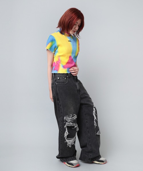 RNA(アールエヌエー)の「M2106 タイダイリブミニT(Tシャツ/カットソー・レディース・マルチ/レインボー/イエロー・MEDIUM)」の19枚目の写真
