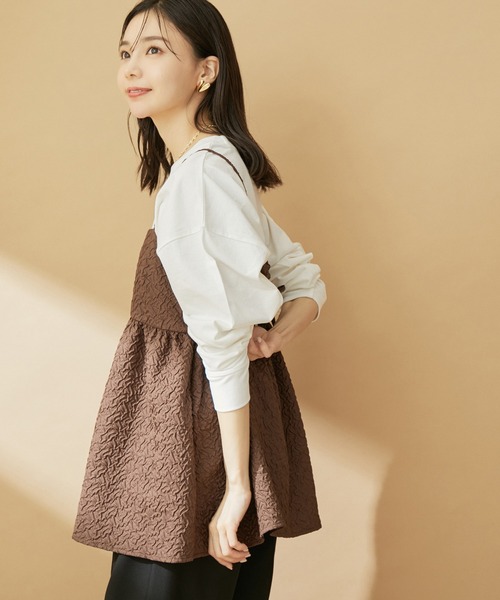 VIS（ビス）の「【新色追加】ふくれジャガードキャミトップス（キャミソール・レディース・オフホワイト/ブラック/ブラウン・FREE）」の22枚目の写真