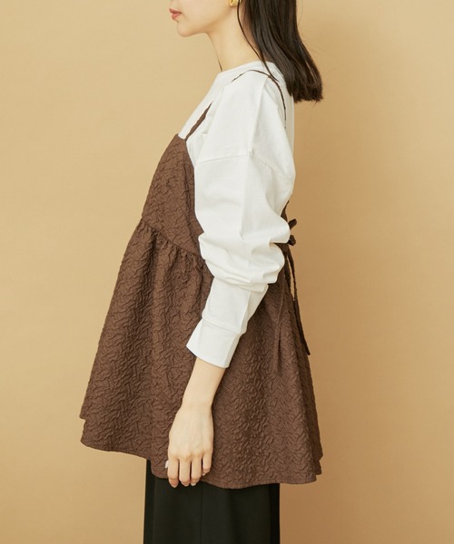 VIS（ビス）の「【新色追加】ふくれジャガードキャミトップス（キャミソール・レディース・オフホワイト/ブラック/ブラウン・FREE）」の18枚目の写真