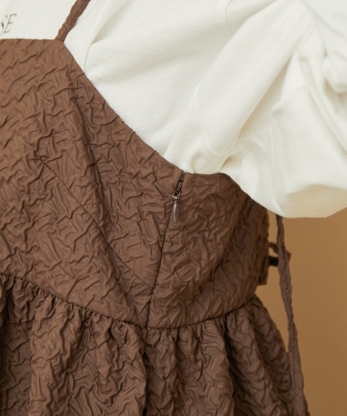 VIS（ビス）の「【新色追加】ふくれジャガードキャミトップス（キャミソール・レディース・オフホワイト/ブラック/ブラウン・FREE）」の15枚目の写真