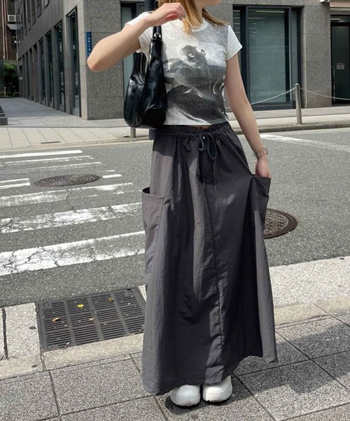 SPIGA（スピーガ）の「ｻｲﾄﾞﾄﾞﾛｽﾄｶｰｺﾞﾛﾝｸﾞｽｶｰﾄ（スカート・レディース・グレー/カーキ/ブラック・FREE）」の2枚目の写真