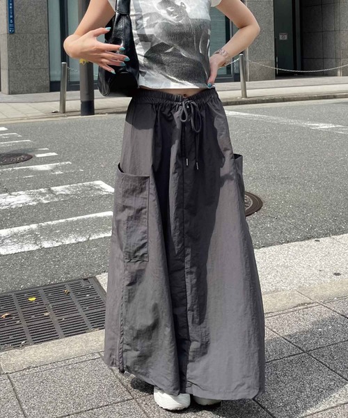 SPIGA（スピーガ）の「ｻｲﾄﾞﾄﾞﾛｽﾄｶｰｺﾞﾛﾝｸﾞｽｶｰﾄ（スカート・レディース・グレー/カーキ/ブラック・FREE）」の5枚目の写真