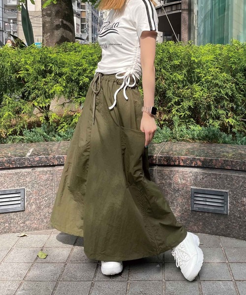 SPIGA（スピーガ）の「ｻｲﾄﾞﾄﾞﾛｽﾄｶｰｺﾞﾛﾝｸﾞｽｶｰﾄ（スカート・レディース・グレー/カーキ/ブラック・FREE）」の21枚目の写真