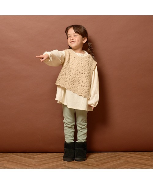 Lycee mine（リセマイン）の「【やみつきになる着心地】バックフリルレギンス（レギンス/スパッツ・キッズ・ベージュ/グレー/ミント/オフホワイト・110cm/100cm/120cm/130cm/140cm）」の8枚目の写真