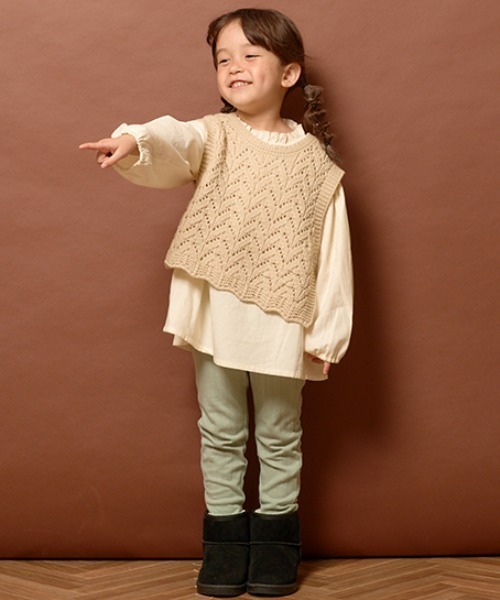 Lycee mine（リセマイン）の「【やみつきになる着心地】バックフリルレギンス（レギンス/スパッツ・キッズ・ベージュ/グレー/ミント/オフホワイト・110cm/100cm/120cm/130cm/140cm）」の15枚目の写真