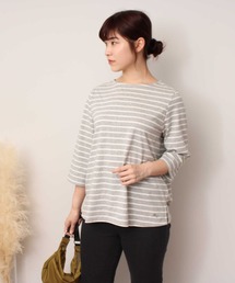 【L～5L 大きいサイズ】７分袖 コットン ボーダーＴ