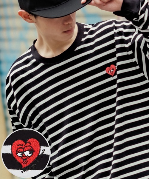 SIDEWAY STANCE（サイドウェイスタンス）の「【SIDEWAY STANCE】ボーダー/リンガー ワンポイント 刺繍 ロンT（Tシャツ/カットソー・メンズ・ホワイト系1/ホワイト/ホワイト系/ブラック系1/ブラック/ブラック系/ホワイト系2/ブラック系2/ホワイト系3/ブラック系3/ブラック系4/ホワイト系4・LARGE/MEDIUM/X-LARGE/SMALL）」の9枚目の写真