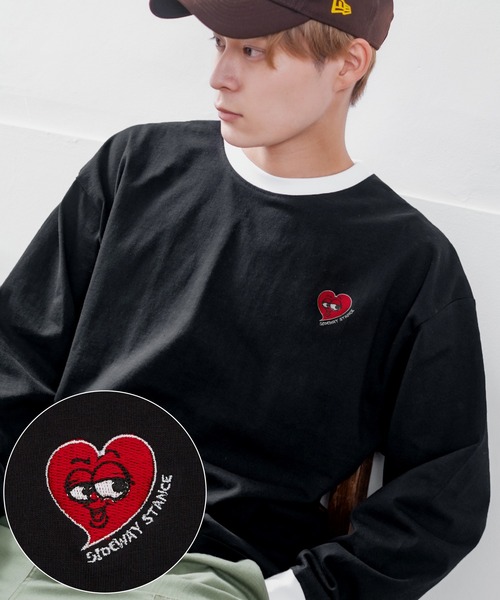 SIDEWAY STANCE（サイドウェイスタンス）の「【SIDEWAY STANCE】ボーダー/リンガー ワンポイント 刺繍 ロンT（Tシャツ/カットソー・メンズ・ホワイト系1/ホワイト/ホワイト系/ブラック系1/ブラック/ブラック系/ホワイト系2/ブラック系2/ホワイト系3/ブラック系3/ブラック系4/ホワイト系4・LARGE/MEDIUM/X-LARGE/SMALL）」の12枚目の写真