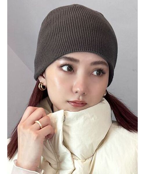 EMODA(エモダ)の「ダブルフェイスニットキャップ(ニットキャップ/ビーニー・レディース・グレー/ブラック・FREE)」の12枚目の写真