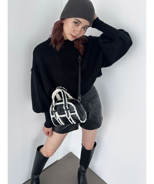 EMODA(エモダ)の「ダブルフェイスニットキャップ(ニットキャップ/ビーニー・レディース・グレー/ブラック・FREE)」の3枚目の写真