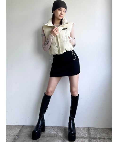 EMODA(エモダ)の「ダブルフェイスニットキャップ(ニットキャップ/ビーニー・レディース・グレー/ブラック・FREE)」の5枚目の写真