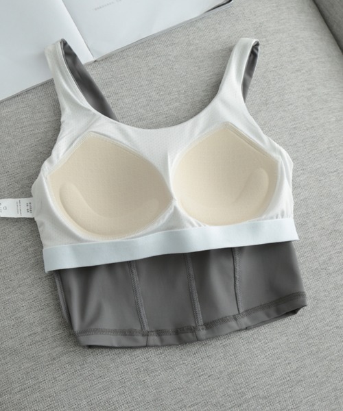 SAISON DE PAPILLON（セゾンドパピヨン）の「カップ付きタンクトップ（スポーツブラ・レディース・ブラック/グレー/ブラウン/ブルー・L/M/XL）」の11枚目の写真