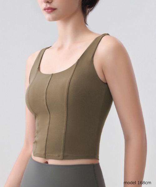 SAISON DE PAPILLON（セゾンドパピヨン）の「カップ付きタンクトップ（スポーツブラ・レディース・ブラック/グレー/ブラウン/ブルー・L/M/XL）」の12枚目の写真