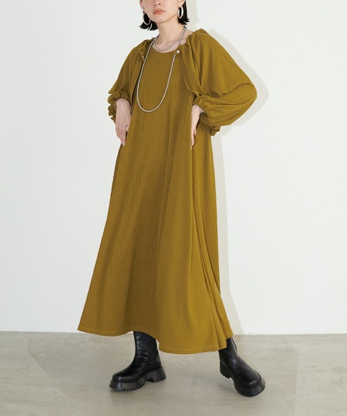 LARUTA(ラルータ)の「【LARUTA】テレコセパレートワンピース(ワンピース・レディース・オリーブ/ブラック/キャメル・MEDIUM/LARGE)」の1枚目の写真