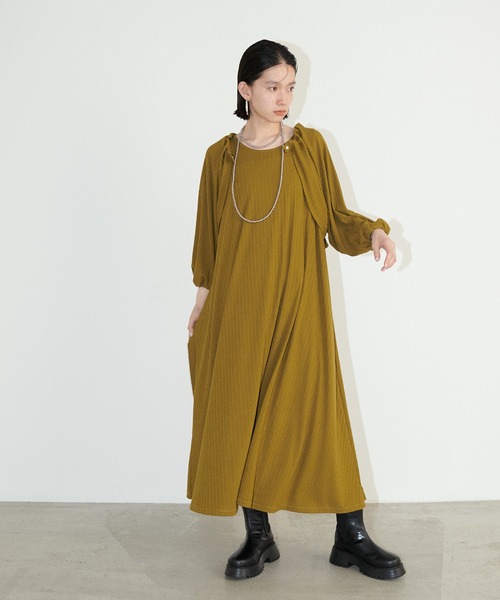 LARUTA(ラルータ)の「【LARUTA】テレコセパレートワンピース(ワンピース・レディース・オリーブ/ブラック/キャメル・MEDIUM/LARGE)」の12枚目の写真