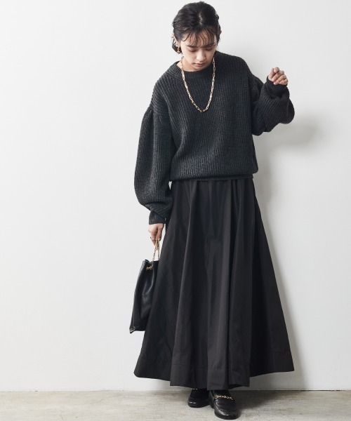 CHIC STYLE(シックスタイル)の「<大きいサイズ>フレアギャザーマキシスカート シックスタイル(スカート・レディース・ベージュ/アイボリー/ブラック・L/LL/3L/4L/5L)」の12枚目の写真