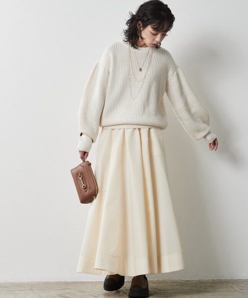 CHIC STYLE(シックスタイル)の「<大きいサイズ>フレアギャザーマキシスカート シックスタイル(スカート・レディース・ベージュ/アイボリー/ブラック・L/LL/3L/4L/5L)」の13枚目の写真