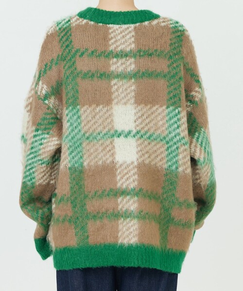FREAK'S STORE（フリークスストア）の「限定展開　ビッグシルエット チェックニット プルオーバー（ニット/セーター・レディース・グリーン/オレンジ/ブラック/パープル/ネイビー・ﾌﾘ-）」の18枚目の写真