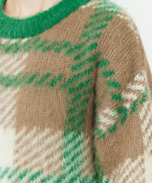 FREAK'S STORE（フリークスストア）の「限定展開　ビッグシルエット チェックニット プルオーバー（ニット/セーター・レディース・グリーン/オレンジ/ブラック/パープル/ネイビー・ﾌﾘ-）」の21枚目の写真