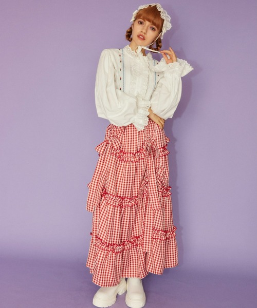 Candy Stripper（キャンディストリッパー）の「TINY TULIP COTTON ブラウス（シャツ/ブラウス・レディース・ブラック/ライトブルー/オフホワイト・2）」の11枚目の写真