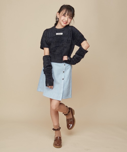 JENNI love（ジェニィラブ）の「アームカバー付きニットプルオーバー（ニット/セーター・キッズ・ブラック/オフホワイト/サックスブルー・140cm/130cm/150cm/160cm）」の9枚目の写真