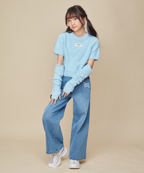 JENNI love（ジェニィラブ）の「アームカバー付きニットプルオーバー（ニット/セーター・キッズ・ブラック/オフホワイト/サックスブルー・140cm/130cm/150cm/160cm）」の14枚目の写真