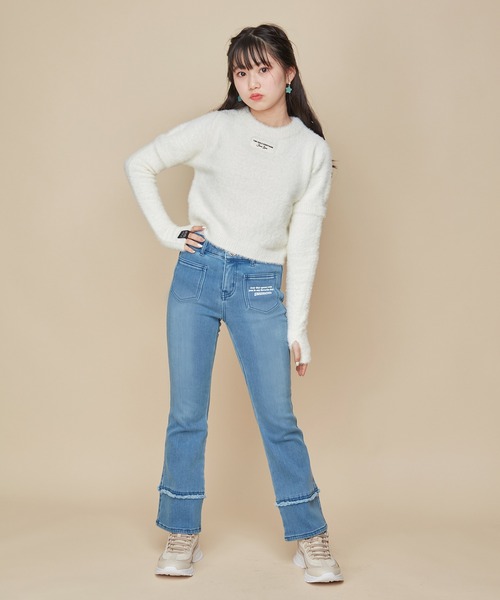 JENNI love（ジェニィラブ）の「アームカバー付きニットプルオーバー（ニット/セーター・キッズ・ブラック/オフホワイト/サックスブルー・140cm/130cm/150cm/160cm）」の15枚目の写真