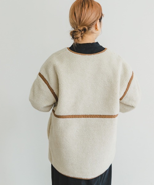 ITEMS URBANRESEARCH（アイテムズ アーバンリサーチ）の「ボアパイピングジャケット（その他アウター・レディース・グレー/ブラウン/オフホワイト・FREE）」の6枚目の写真