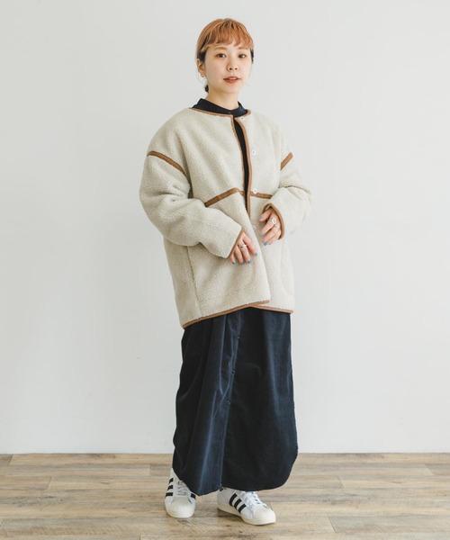 ITEMS URBANRESEARCH（アイテムズ アーバンリサーチ）の「ボアパイピングジャケット（その他アウター・レディース・グレー/ブラウン/オフホワイト・FREE）」の7枚目の写真