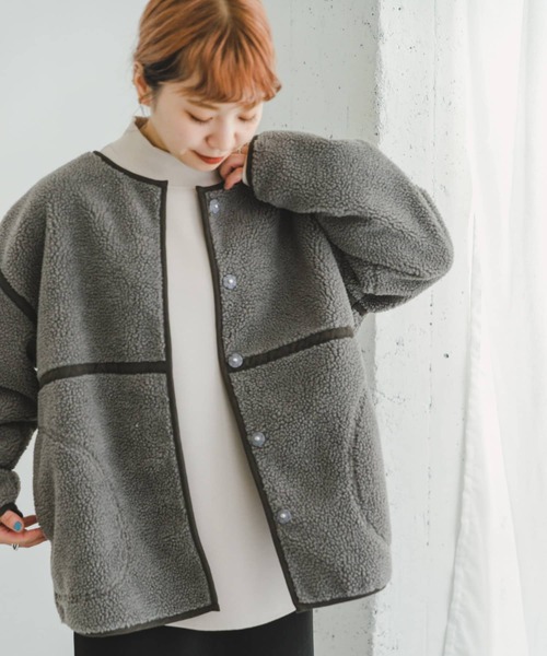 ITEMS URBANRESEARCH（アイテムズ アーバンリサーチ）の「ボアパイピングジャケット（その他アウター・レディース・グレー/ブラウン/オフホワイト・FREE）」の9枚目の写真