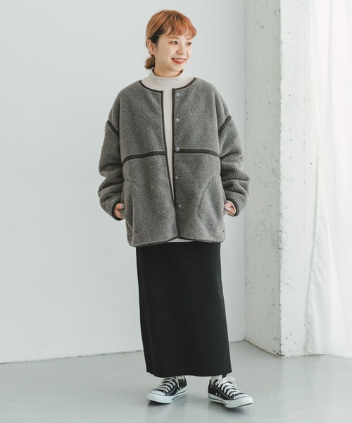 ITEMS URBANRESEARCH（アイテムズ アーバンリサーチ）の「ボアパイピングジャケット（その他アウター・レディース・グレー/ブラウン/オフホワイト・FREE）」の12枚目の写真