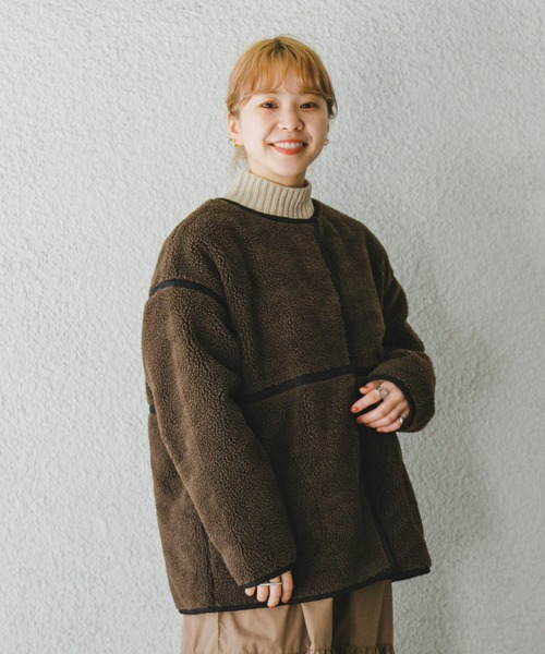 ITEMS URBANRESEARCH（アイテムズ アーバンリサーチ）の「ボアパイピングジャケット（その他アウター・レディース・グレー/ブラウン/オフホワイト・FREE）」の15枚目の写真