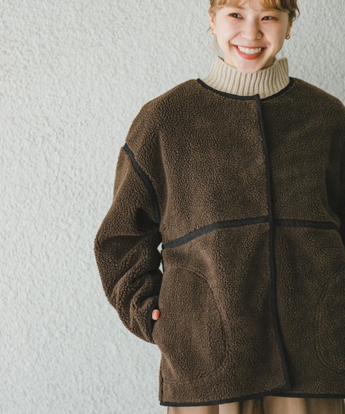 ITEMS URBANRESEARCH（アイテムズ アーバンリサーチ）の「ボアパイピングジャケット（その他アウター・レディース・グレー/ブラウン/オフホワイト・FREE）」の16枚目の写真