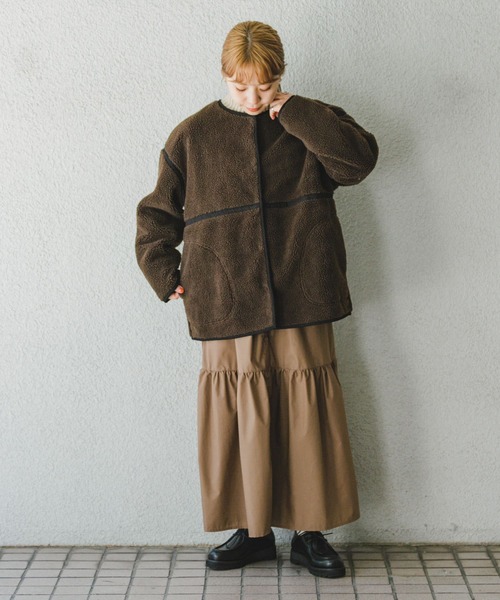 ITEMS URBANRESEARCH（アイテムズ アーバンリサーチ）の「ボアパイピングジャケット（その他アウター・レディース・グレー/ブラウン/オフホワイト・FREE）」の18枚目の写真