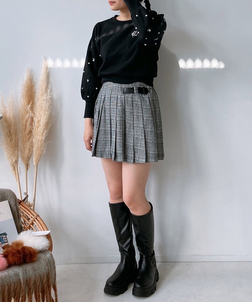 AS KNOW AS plus（アズノゥアズプラス）の「☆脇ベルトプリーツミニスカート（スカート・レディース・ブラック/ブルー系その他/グレー/グレー系・FREE）」の7枚目の写真