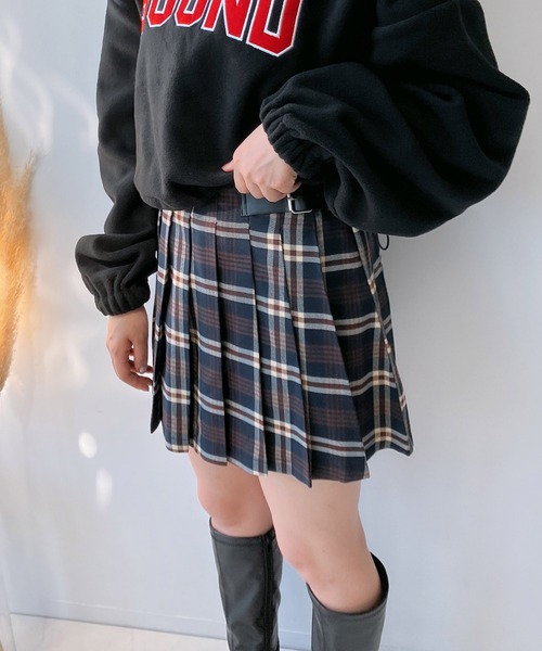 AS KNOW AS plus（アズノゥアズプラス）の「☆脇ベルトプリーツミニスカート（スカート・レディース・ブラック/ブルー系その他/グレー/グレー系・FREE）」の8枚目の写真