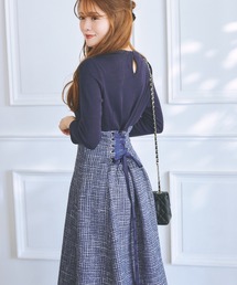 tocco closet | バックレースアップツイードドッキングワンピース(ワンピース)