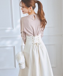 tocco closet | バックレースアップツイードドッキングワンピース(ワンピース)