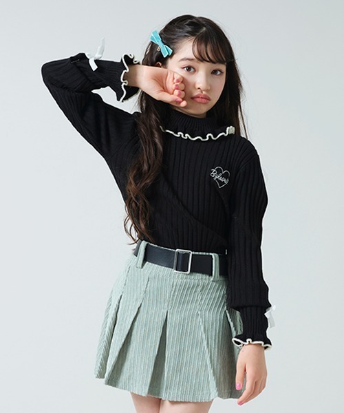 by LOVEiT（バイラビット）の「フリフリテレコニット（ニット/セーター・キッズ・ブラック/オフホワイト/レッド/ライム/モカ・120cm/140cm/160cm/130cm/150cm）」の3枚目の写真