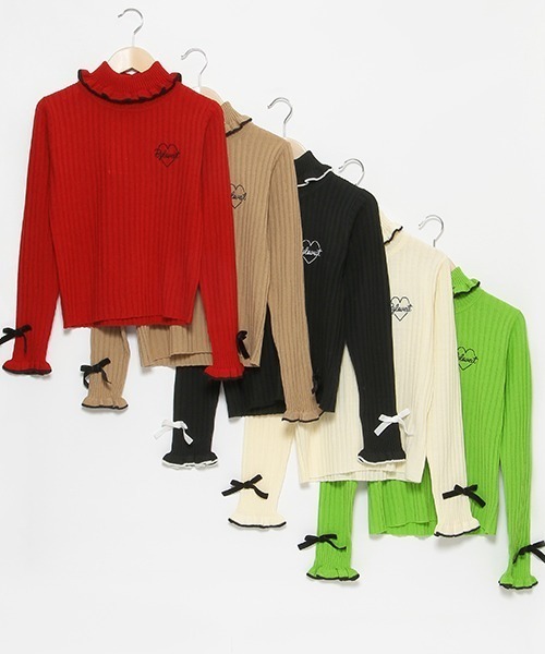 by LOVEiT（バイラビット）の「フリフリテレコニット（ニット/セーター・キッズ・ブラック/オフホワイト/レッド/ライム/モカ・120cm/140cm/160cm/130cm/150cm）」の12枚目の写真