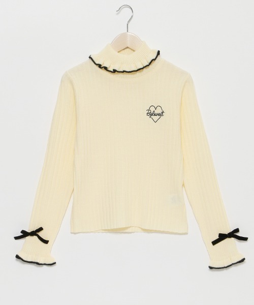 by LOVEiT（バイラビット）の「フリフリテレコニット（ニット/セーター・キッズ・ブラック/オフホワイト/レッド/ライム/モカ・120cm/140cm/160cm/130cm/150cm）」の13枚目の写真