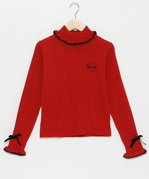 by LOVEiT（バイラビット）の「フリフリテレコニット（ニット/セーター・キッズ・ブラック/オフホワイト/レッド/ライム/モカ・120cm/140cm/160cm/130cm/150cm）」の14枚目の写真