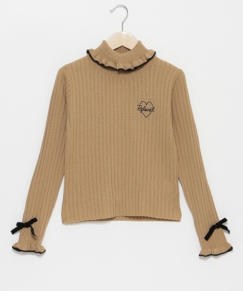 by LOVEiT（バイラビット）の「フリフリテレコニット（ニット/セーター・キッズ・ブラック/オフホワイト/レッド/ライム/モカ・120cm/140cm/160cm/130cm/150cm）」の15枚目の写真