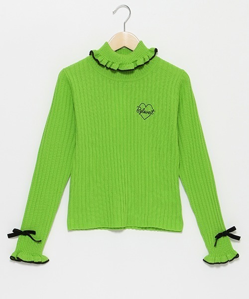 by LOVEiT（バイラビット）の「フリフリテレコニット（ニット/セーター・キッズ・ブラック/オフホワイト/レッド/ライム/モカ・120cm/140cm/160cm/130cm/150cm）」の17枚目の写真