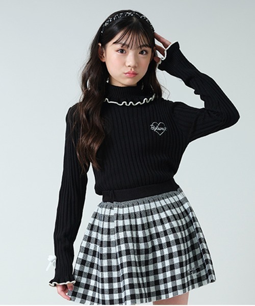 by LOVEiT（バイラビット）の「フリフリテレコニット（ニット/セーター・キッズ・ブラック/オフホワイト/レッド/ライム/モカ・120cm/140cm/160cm/130cm/150cm）」の7枚目の写真