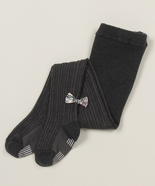 sense of wonder（センスオブワンダー）の「リバティリボン付きタイツ（タイツ/ストッキング・キッズ・マスタード/ネイビー/ピンク/チャコール・90-100cm/110-120cm/120-130cm/100-110cm/80-90cm）」の2枚目の写真