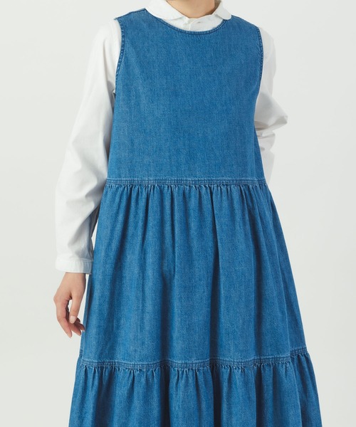 マンゴMNG DENIM サイズM デニムワンピース Healthy denim ヘルシーデニム デニムティアードワンピース