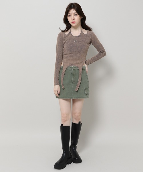 Midnight Move（ミッドナイトムーブ）の「Midnight Move／ＶＴ２　ロングスリーブ 2987717（Tシャツ/カットソー・レディース・グレー/カーキ/ピンク・FREE）」の18枚目の写真