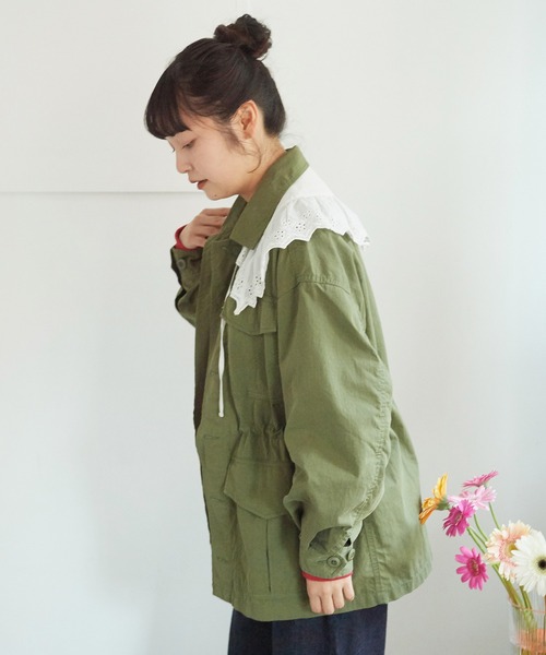 My Fav. CHILD WOMAN(マイファブチャイルドウーマン)の「コットンナイロン リップストップ アーミージャケット(ミリタリージャケット・レディース・カーキ・FREE)」の10枚目の写真