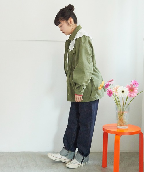 My Fav. CHILD WOMAN(マイファブチャイルドウーマン)の「コットンナイロン リップストップ アーミージャケット(ミリタリージャケット・レディース・カーキ・FREE)」の14枚目の写真